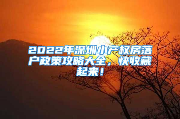 2022年深圳小產(chǎn)權(quán)房落戶政策攻略大全，快收藏起來！