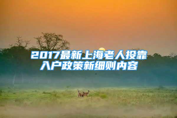 2017最新上海老人投靠入戶政策新細則內(nèi)容