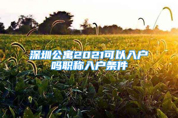 深圳公寓2021可以入戶嗎職稱入戶條件