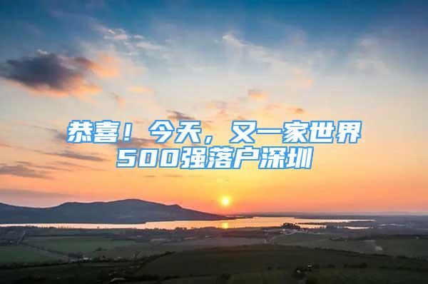 恭喜！今天，又一家世界500強(qiáng)落戶深圳