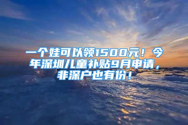 一個娃可以領(lǐng)1500元！今年深圳兒童補(bǔ)貼9月申請，非深戶也有份！