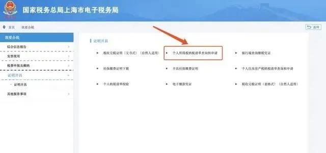 個人所得稅納稅清單查詢和申請