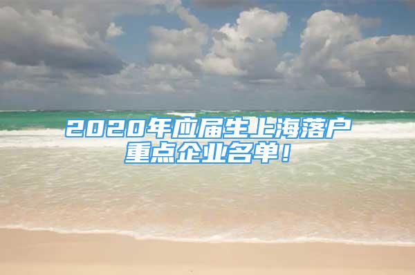 2020年應(yīng)屆生上海落戶重點(diǎn)企業(yè)名單！