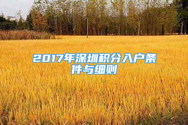 2017年深圳積分入戶條件與細(xì)則