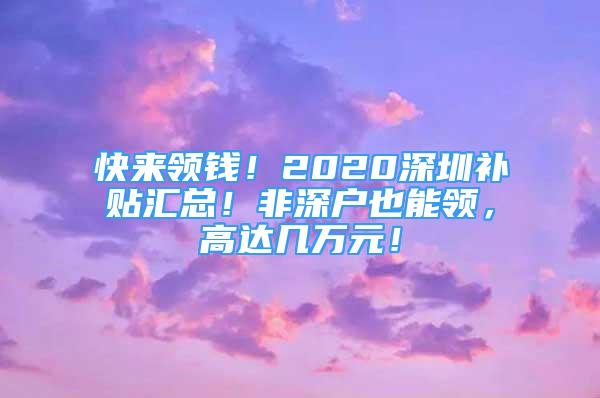 快來領(lǐng)錢！2020深圳補貼匯總！非深戶也能領(lǐng)，高達(dá)幾萬元！