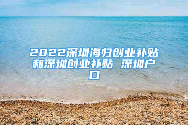 2022深圳海歸創(chuàng)業(yè)補(bǔ)貼和深圳創(chuàng)業(yè)補(bǔ)貼 深圳戶口