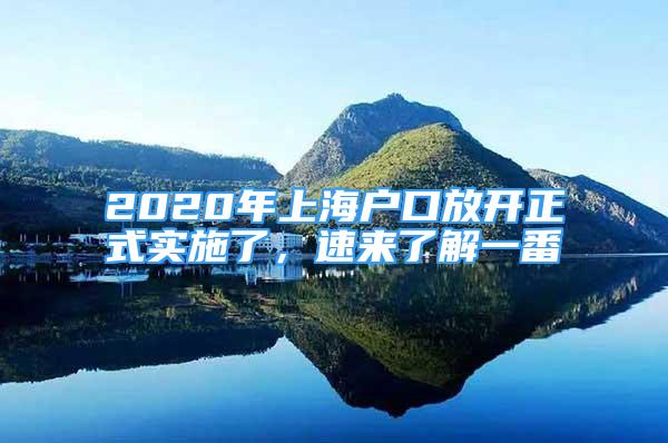 2020年上海戶口放開(kāi)正式實(shí)施了，速來(lái)了解一番