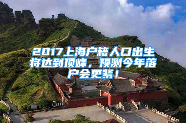 2017上海戶籍人口出生將達(dá)到頂峰，預(yù)測今年落戶會更緊！