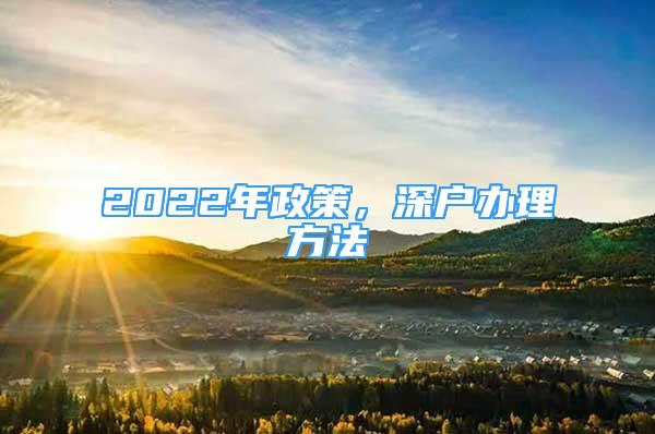 2022年政策，深戶辦理方法