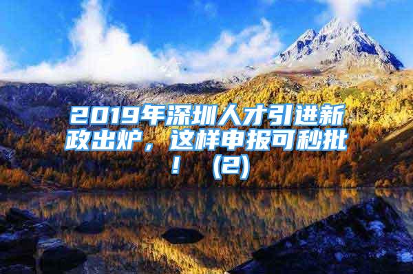 2019年深圳人才引進新政出爐，這樣申報可秒批！ (2)