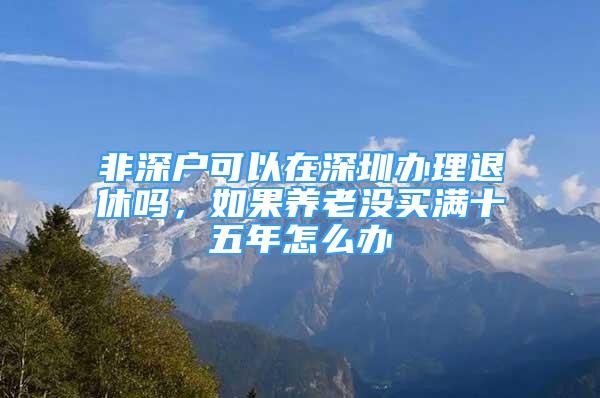 非深戶可以在深圳辦理退休嗎，如果養(yǎng)老沒買滿十五年怎么辦