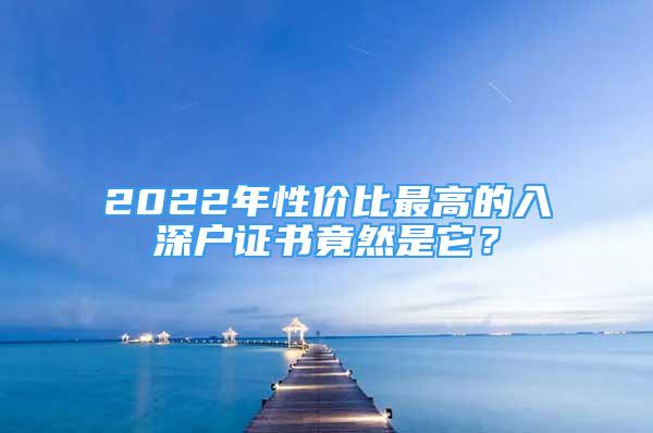 2022年性價比最高的入深戶證書竟然是它？