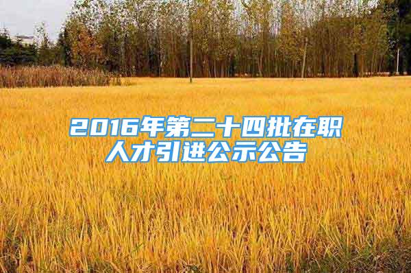 2016年第二十四批在職人才引進公示公告