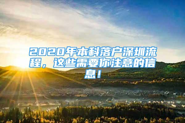 2020年本科落戶深圳流程，這些需要你注意的信息！