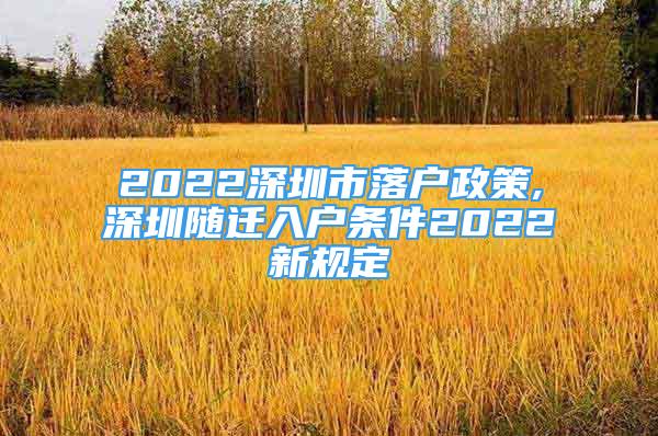 2022深圳市落戶政策,深圳隨遷入戶條件2022新規(guī)定