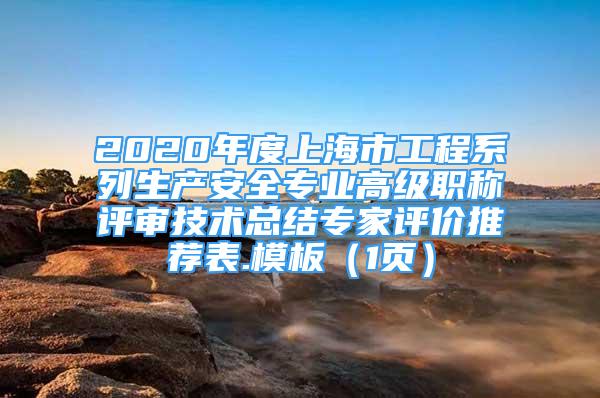 2020年度上海市工程系列生產(chǎn)安全專業(yè)高級(jí)職稱評(píng)審技術(shù)總結(jié)專家評(píng)價(jià)推薦表.模板（1頁(yè)）