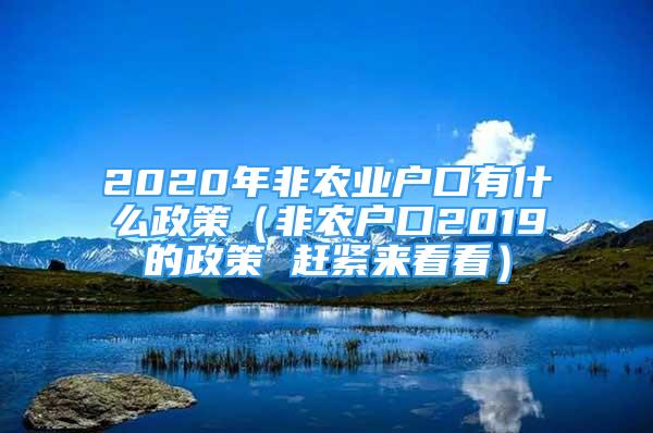 2020年非農(nóng)業(yè)戶口有什么政策（非農(nóng)戶口2019的政策 趕緊來看看）