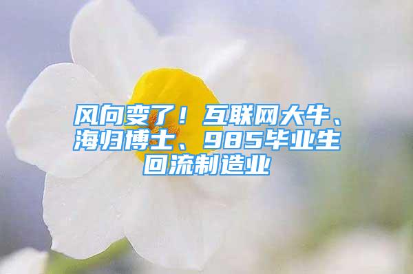 風(fēng)向變了！互聯(lián)網(wǎng)大牛、海歸博士、985畢業(yè)生回流制造業(yè)