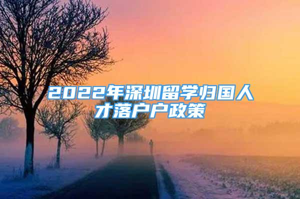 2022年深圳留學(xué)歸國人才落戶戶政策