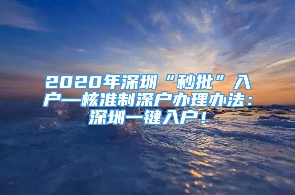 2020年深圳“秒批”入戶(hù)—核準(zhǔn)制深戶(hù)辦理辦法：深圳一鍵入戶(hù)！