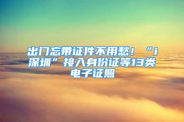 出門忘帶證件不用愁！“i深圳”接入身份證等13類電子證照