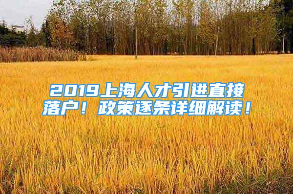 2019上海人才引進(jìn)直接落戶！政策逐條詳細(xì)解讀！