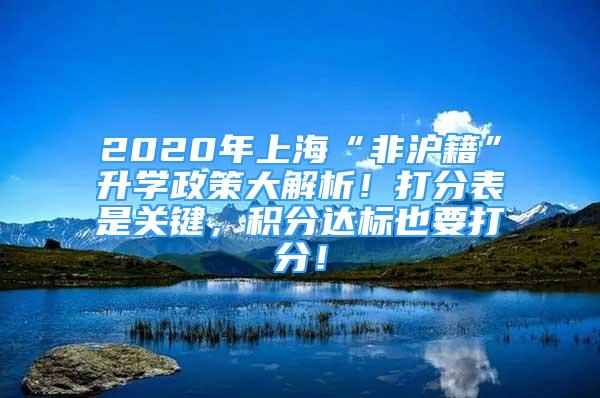 2020年上海“非滬籍”升學(xué)政策大解析！打分表是關(guān)鍵，積分達(dá)標(biāo)也要打分！