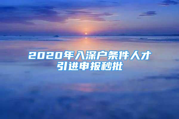 2020年入深戶條件人才引進(jìn)申報秒批