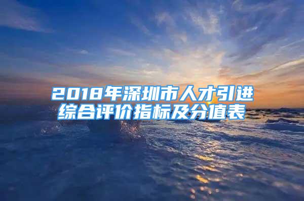 2018年深圳市人才引進(jìn)綜合評價指標(biāo)及分值表