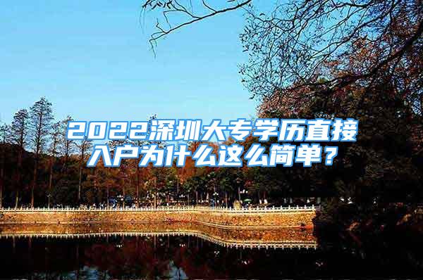 2022深圳大專學歷直接入戶為什么這么簡單？