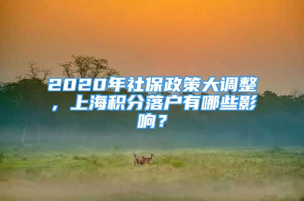 2020年社保政策大調(diào)整，上海積分落戶有哪些影響？