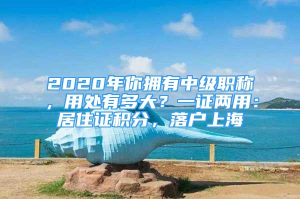 2020年你擁有中級(jí)職稱，用處有多大？一證兩用：居住證積分，落戶上海