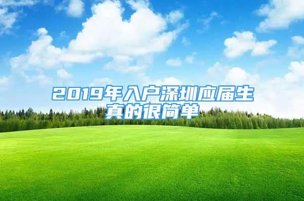 2019年入戶深圳應(yīng)屆生真的很簡單