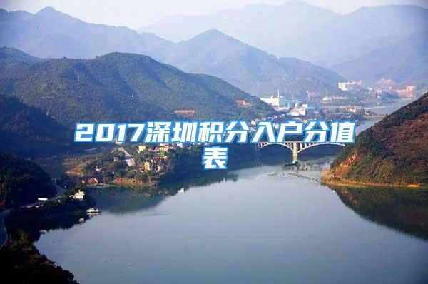 2017深圳積分入戶分值表