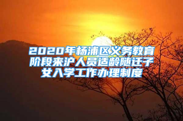 2020年楊浦區(qū)義務(wù)教育階段來滬人員適齡隨遷子女入學(xué)工作辦理制度