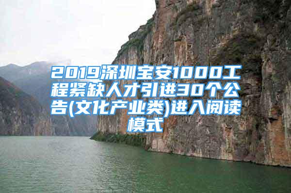 2019深圳寶安1000工程緊缺人才引進30個公告(文化產(chǎn)業(yè)類)進入閱讀模式