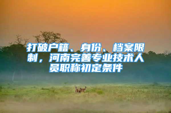 打破戶籍、身份、檔案限制，河南完善專業(yè)技術(shù)人員職稱初定條件