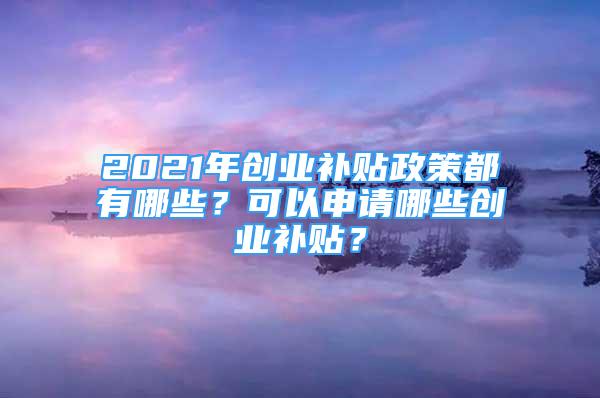 2021年創(chuàng)業(yè)補(bǔ)貼政策都有哪些？可以申請(qǐng)哪些創(chuàng)業(yè)補(bǔ)貼？