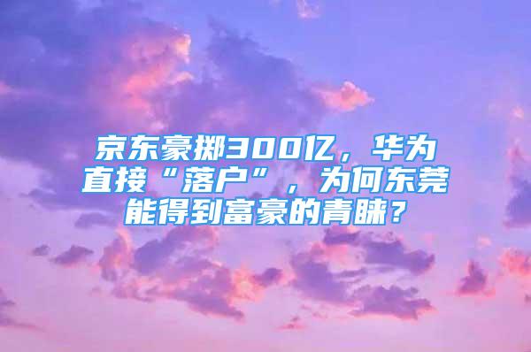 京東豪擲300億，華為直接“落戶”，為何東莞能得到富豪的青睞？