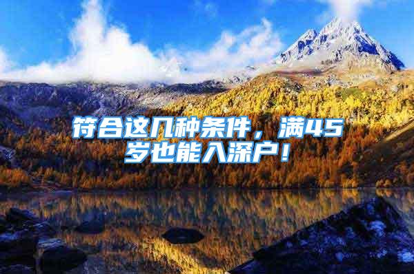 符合這幾種條件，滿45歲也能入深戶！