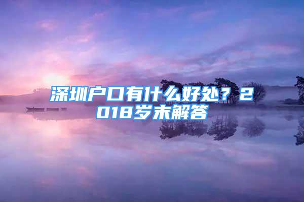 深圳戶口有什么好處？2018歲末解答