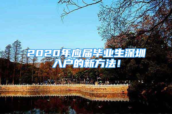 2020年應(yīng)屆畢業(yè)生深圳入戶的新方法！