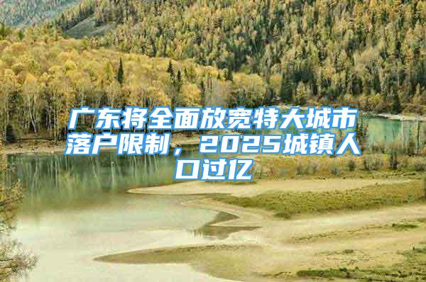 廣東將全面放寬特大城市落戶限制，2025城鎮(zhèn)人口過億