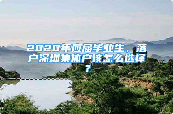 2020年應(yīng)屆畢業(yè)生，落戶深圳集體戶該怎么選擇？