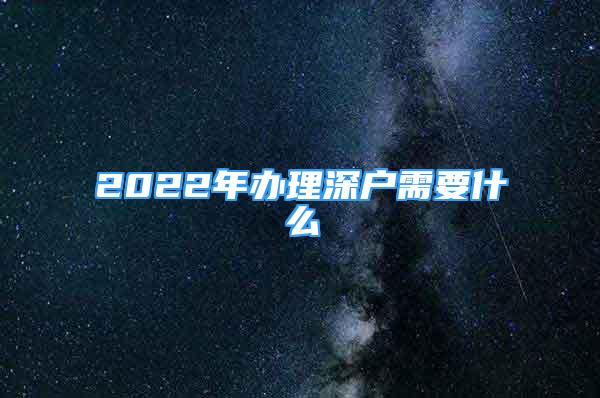 2022年辦理深戶需要什么