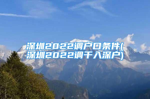 深圳2022調(diào)戶口條件(深圳2022調(diào)干入深戶)