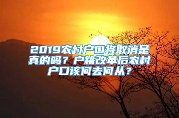 2019農(nóng)村戶口將取消是真的嗎？戶籍改革后農(nóng)村戶口該何去何從？