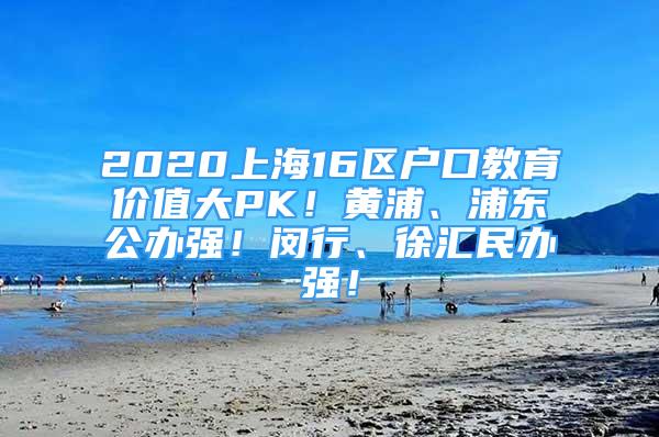 2020上海16區(qū)戶口教育價值大PK！黃浦、浦東公辦強！閔行、徐匯民辦強！