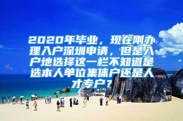 2020年畢業(yè)，現(xiàn)在剛辦理入戶深圳申請，但是入戶地選擇這一欄不知道是選本人單位集體戶還是人才專戶？