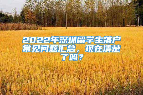 2022年深圳留學(xué)生落戶常見問題匯總，現(xiàn)在清楚了嗎？